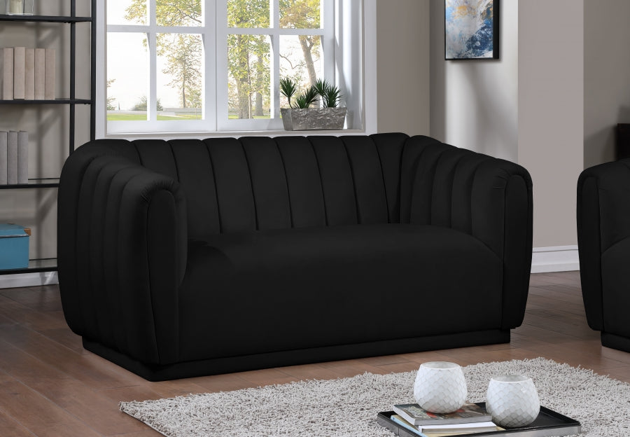 Dixie Black Velvet Loveseat - 674Black-L - Vega Furniture