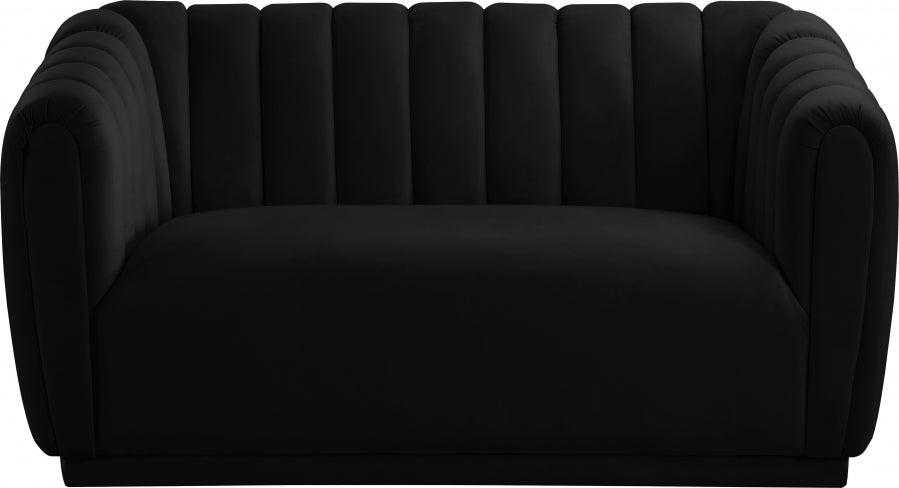 Dixie Black Velvet Loveseat - 674Black-L - Vega Furniture