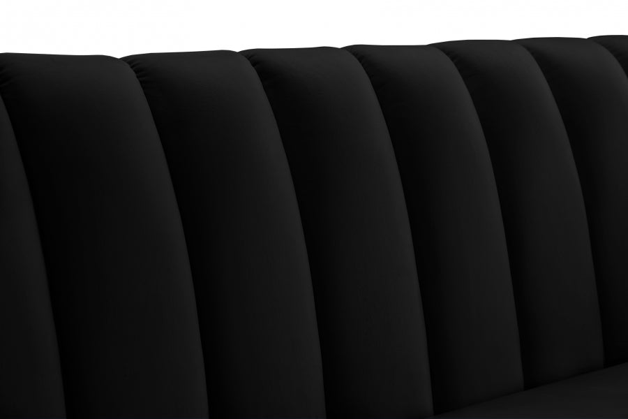 Dixie Black Velvet Loveseat - 674Black-L - Vega Furniture