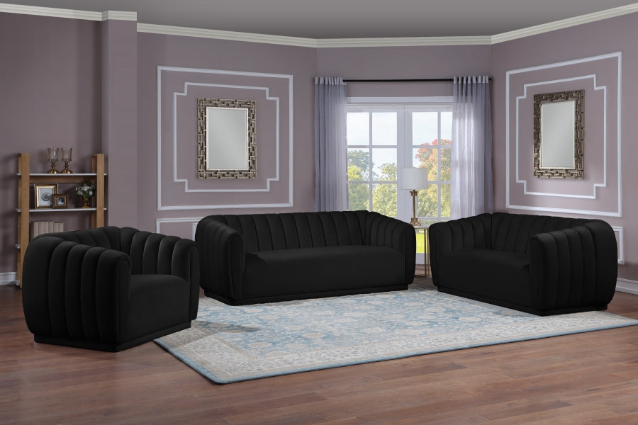 Dixie Black Velvet Loveseat - 674Black-L - Vega Furniture