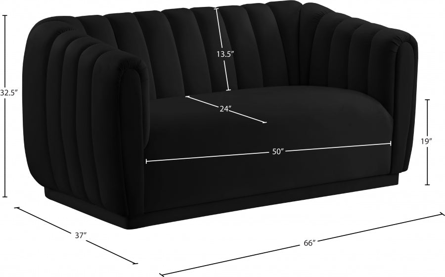 Dixie Black Velvet Loveseat - 674Black-L - Vega Furniture