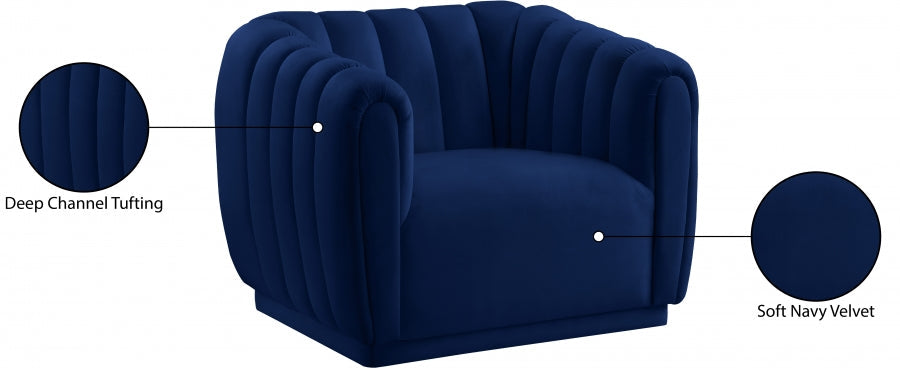 Dixie Blue Velvet Chair - 674Navy-C - Vega Furniture