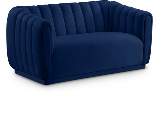 Dixie Blue Velvet Loveseat - 674Navy-L - Vega Furniture