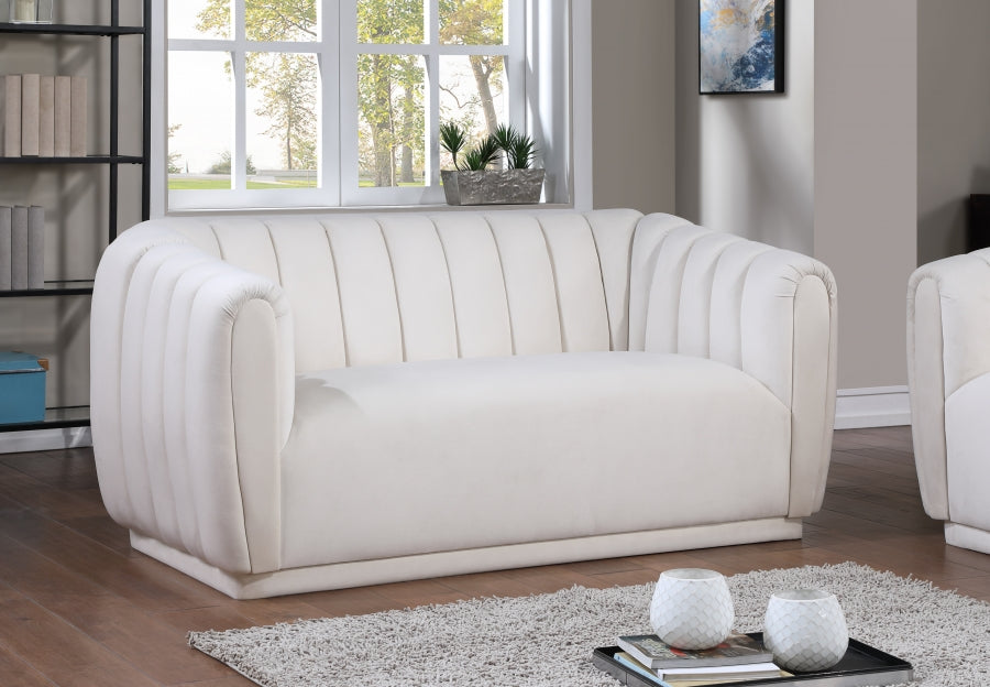 Dixie Cream Velvet Loveseat - 674Cream-L - Vega Furniture