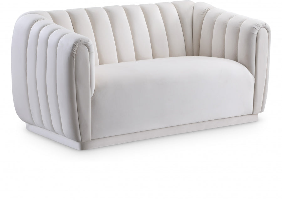 Dixie Cream Velvet Loveseat - 674Cream-L - Vega Furniture