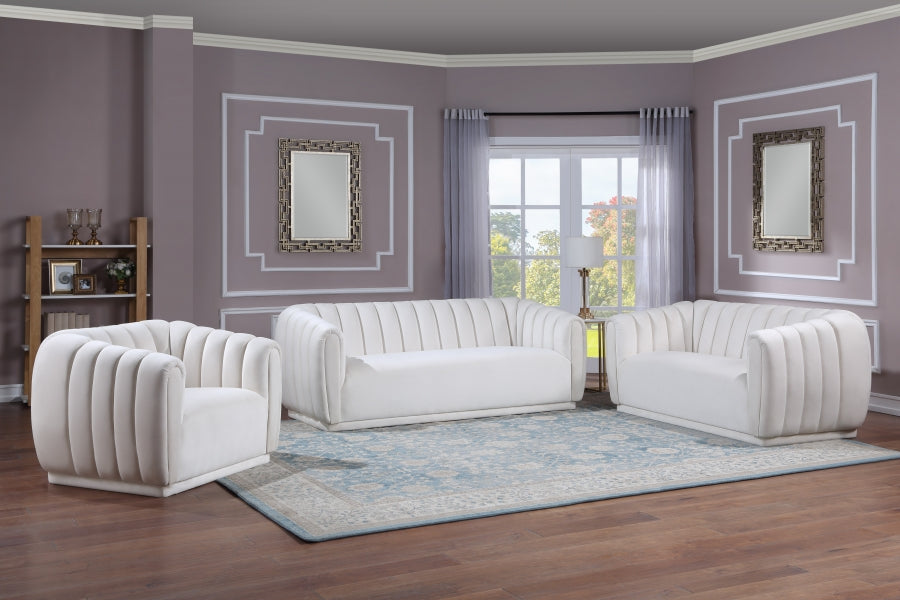 Dixie Cream Velvet Loveseat - 674Cream-L - Vega Furniture