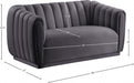 Dixie Grey Velvet Loveseat - 674Grey-L - Vega Furniture