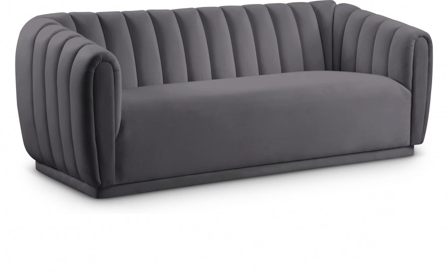 Dixie Grey Velvet Sofa - 674Grey-S - Vega Furniture