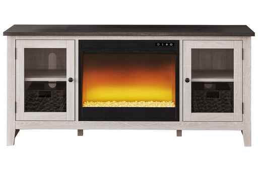 Dorrinson Two-tone 60" TV Stand with Electric Fireplace - SET | W100-02 | W287-68 - Vega Furniture