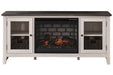 Dorrinson Two-tone 60" TV Stand with Electric Fireplace - SET | W100-101 | W287-68 - Vega Furniture