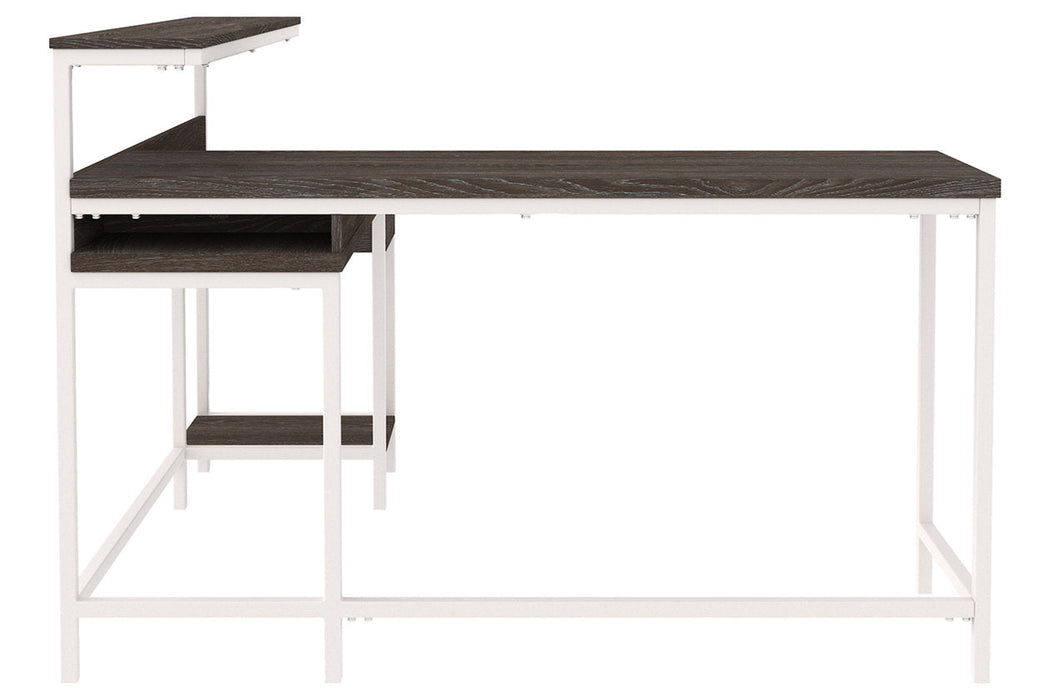 Dorrinson Two-tone Home Office L-Desk with Storage - H287-24 - Vega Furniture