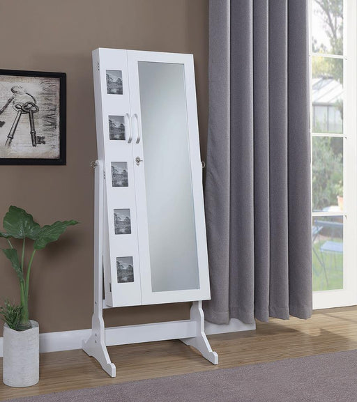 Doyle White Jewelry Cheval Mirror with Picture Frames - 904031 - Vega Furniture