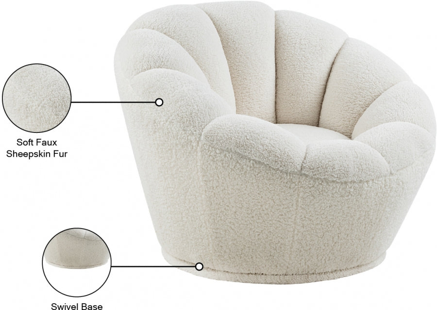 Dream White Faux Sheepskin Fur Accent Chair - 514Fur - Vega Furniture