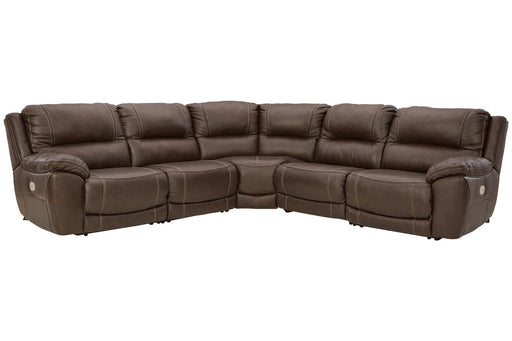 Dunleith Chocolate 5-Piece Power Reclining Sectional - SET | U7160446(2) | U7160458 | U7160462 | U7160477 - Vega Furniture