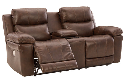 Edmar Chocolate Power Reclining Loveseat with Console - U6480518 - Vega Furniture