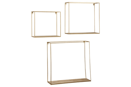 Efharis Natural/Gold Finish Wall Shelf, Set of 3 - A8010107 - Vega Furniture