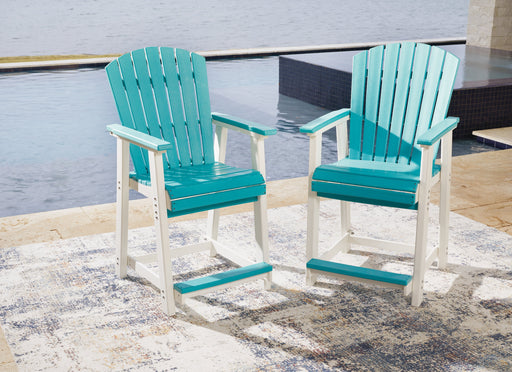 Eisely Turquoise/White Outdoor Counter Height Barstool, Set of 2 - P208-124 - Vega Furniture