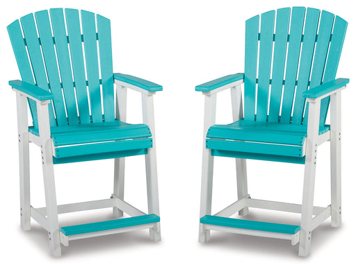 Eisely Turquoise/White Outdoor Counter Height Barstool, Set of 2 - P208-124 - Vega Furniture