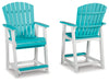 Eisely Turquoise/White Outdoor Counter Height Barstool, Set of 2 - P208-124 - Vega Furniture