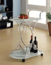 Elfman Chrome/White 2-shelve Serving Cart - 910002 - Vega Furniture