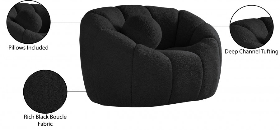 Elijah Black Boucle Fabric Chair - 644Black-C - Vega Furniture