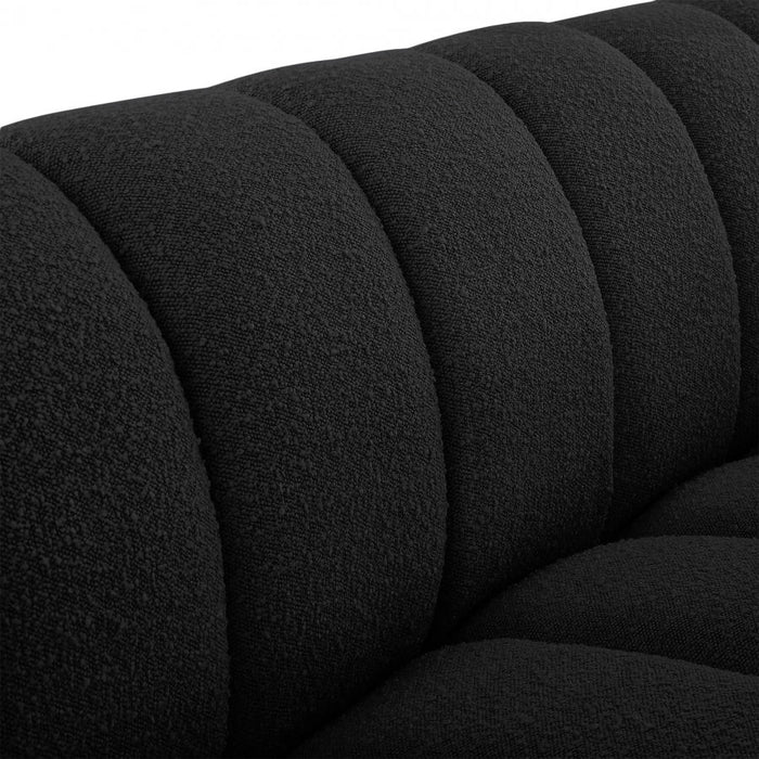 Elijah Black Boucle Fabric Loveseat - 644Black-L - Vega Furniture