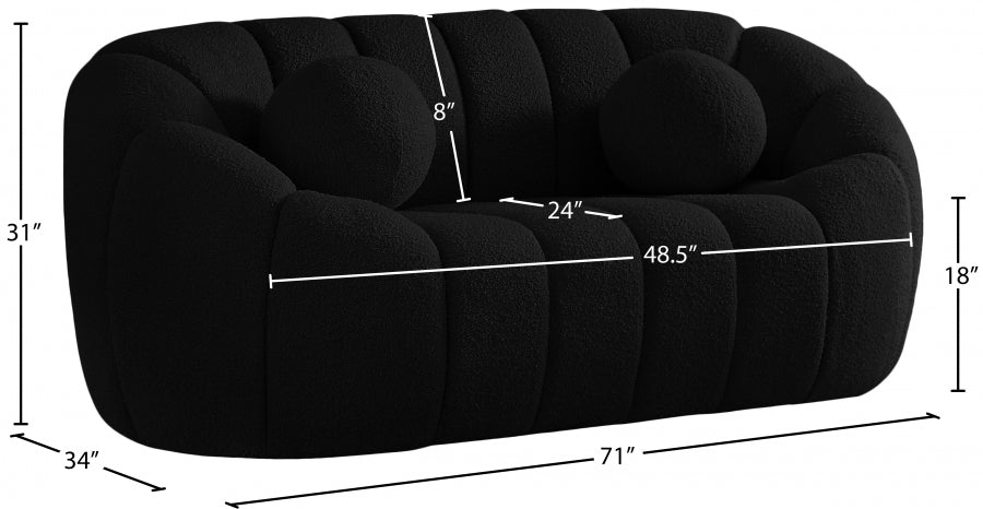 Elijah Black Boucle Fabric Loveseat - 644Black-L - Vega Furniture