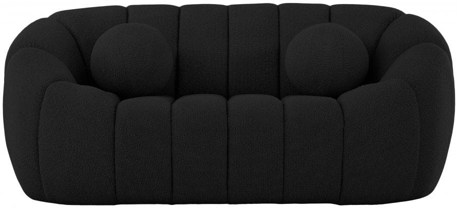 Elijah Black Boucle Fabric Loveseat - 644Black-L - Vega Furniture