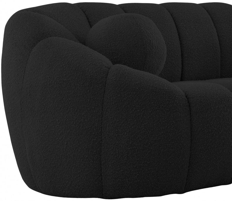 Elijah Black Boucle Fabric Loveseat - 644Black-L - Vega Furniture