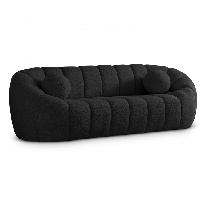 Elijah Black Boucle Fabric Sofa - 644Black-S - Vega Furniture