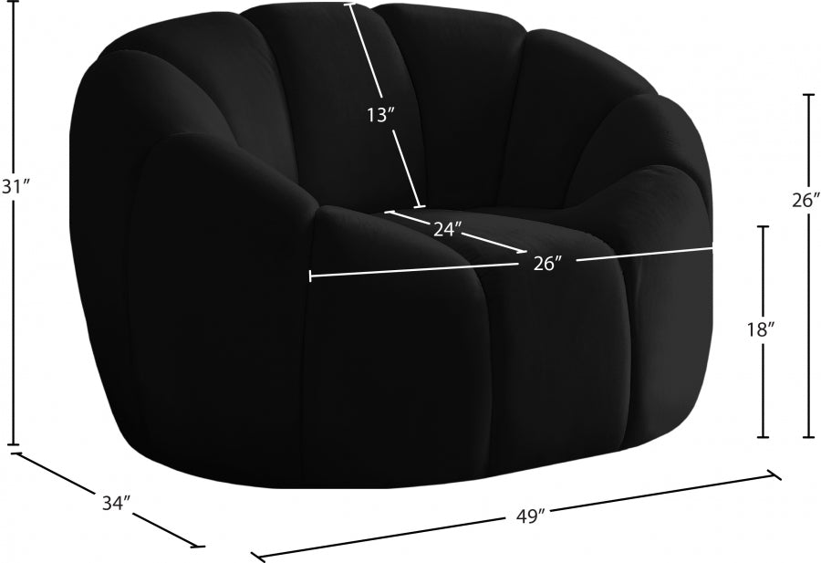 Elijah Black Velvet Chair - 613Black-C - Vega Furniture