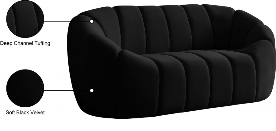 Elijah Black Velvet Loveseat - 613Black-L - Vega Furniture