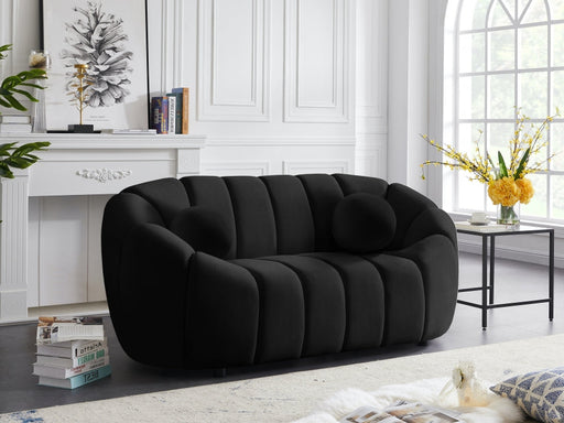 Elijah Black Velvet Loveseat - 613Black-L - Vega Furniture