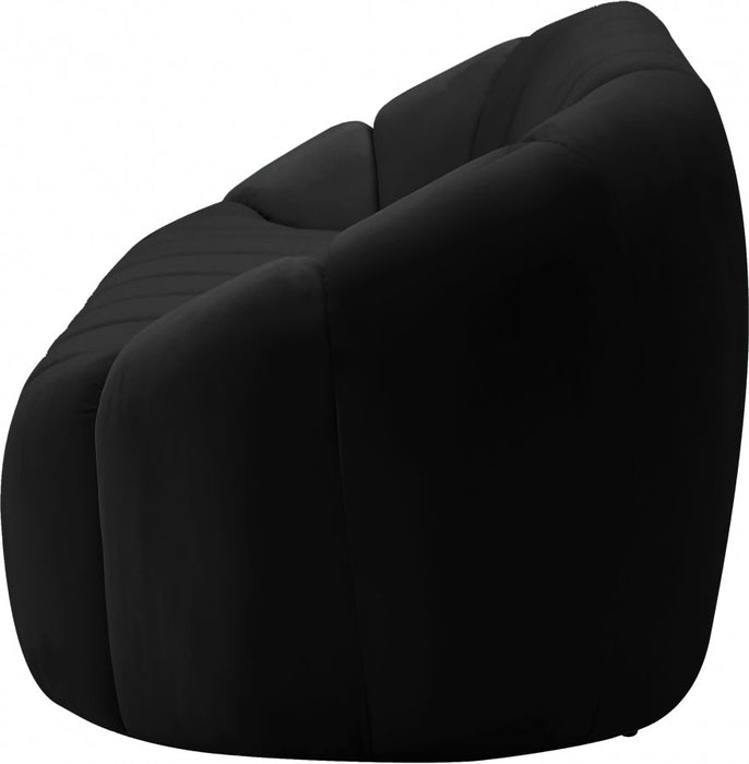 Elijah Black Velvet Loveseat - 613Black-L - Vega Furniture