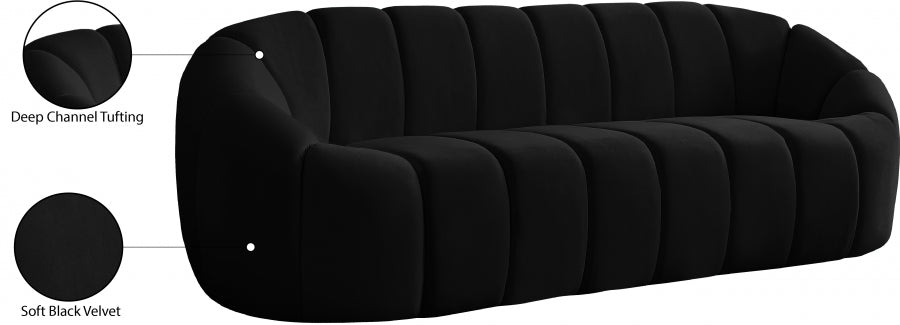 Elijah Black Velvet Sofa - 613Black-S - Vega Furniture