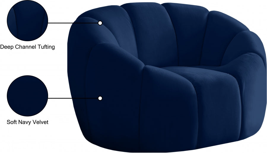 Elijah Blue Velvet Chair - 613Navy-C - Vega Furniture