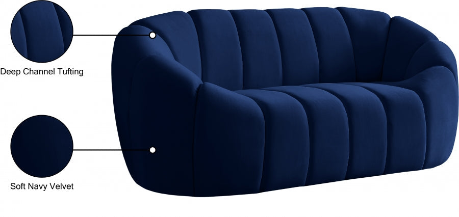 Elijah Blue Velvet Loveseat - 613Navy-L - Vega Furniture