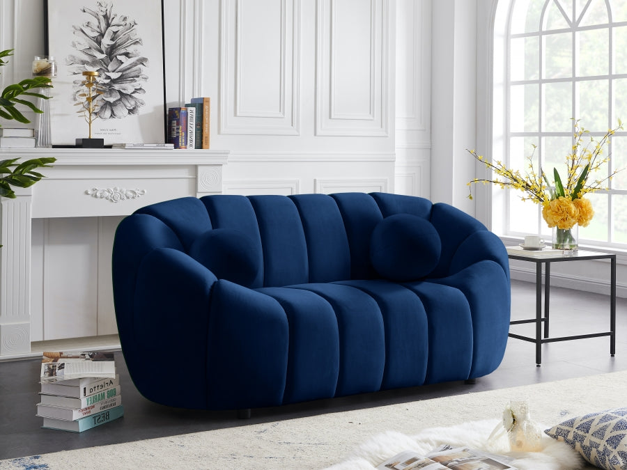 Elijah Blue Velvet Loveseat - 613Navy-L - Vega Furniture