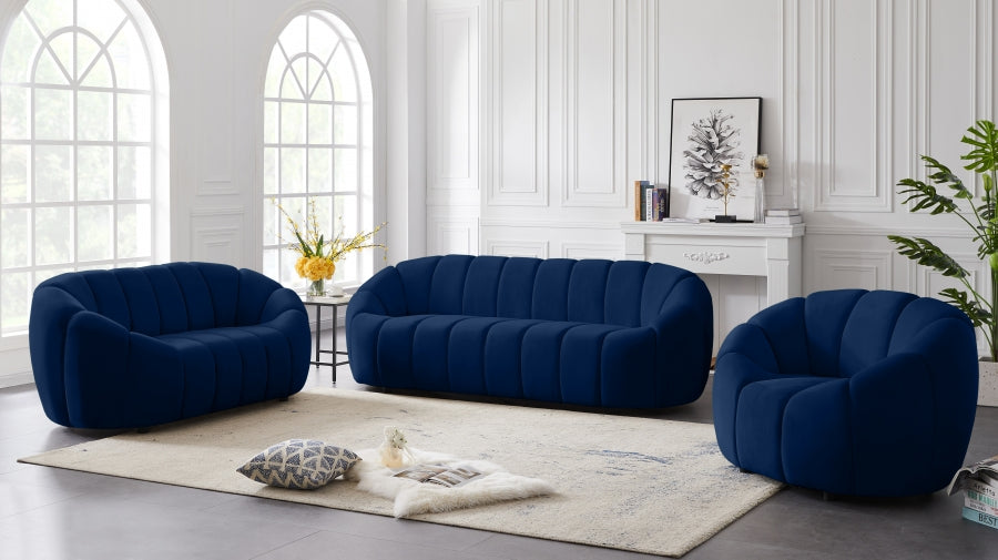 Elijah Blue Velvet Loveseat - 613Navy-L - Vega Furniture