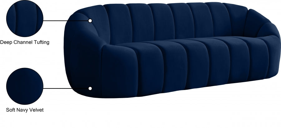 Elijah Blue Velvet Sofa - 613Navy-S - Vega Furniture