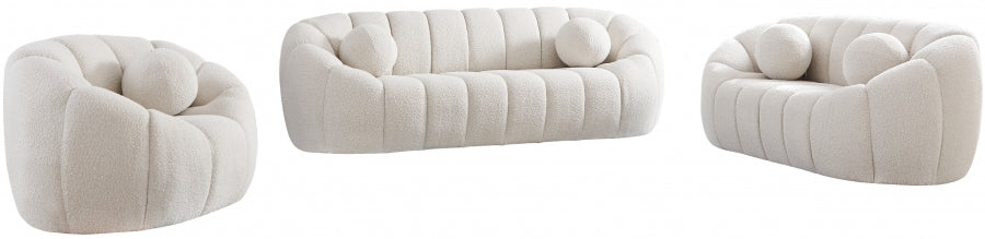 Elijah Cream Boucle Fabric Loveseat - 644Cream-L - Vega Furniture