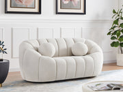 Elijah Cream Boucle Fabric Loveseat - 644Cream-L - Vega Furniture