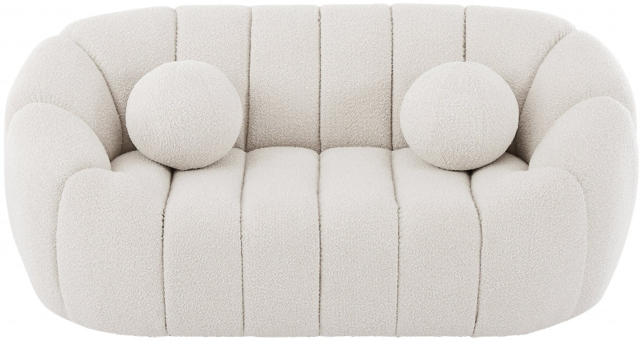 Elijah Cream Boucle Fabric Loveseat - 644Cream-L - Vega Furniture