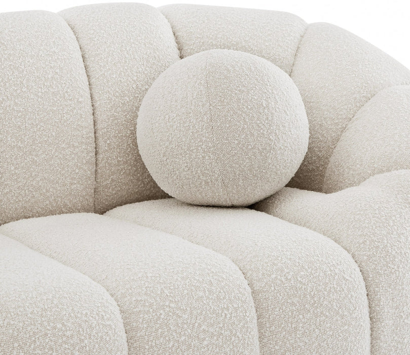 Elijah Cream Boucle Fabric Loveseat - 644Cream-L - Vega Furniture