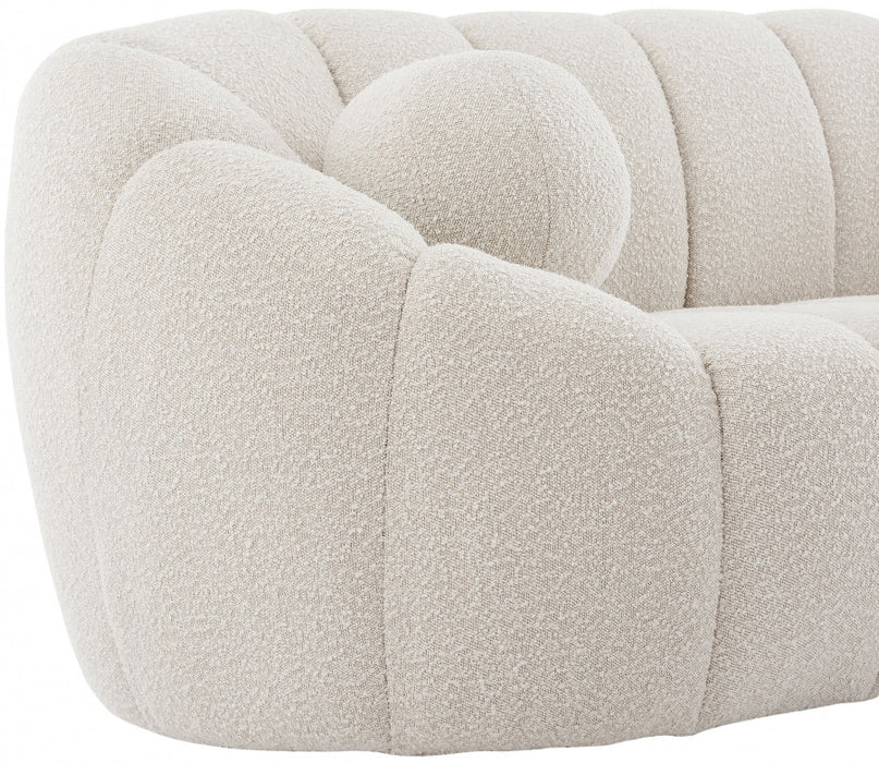 Elijah Cream Boucle Fabric Loveseat - 644Cream-L - Vega Furniture