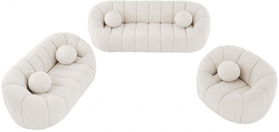 Elijah Cream Boucle Fabric Sofa - 644Cream-S - Vega Furniture