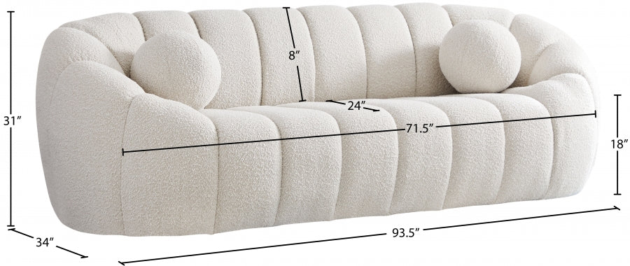 Elijah Cream Boucle Fabric Sofa - 644Cream-S - Vega Furniture