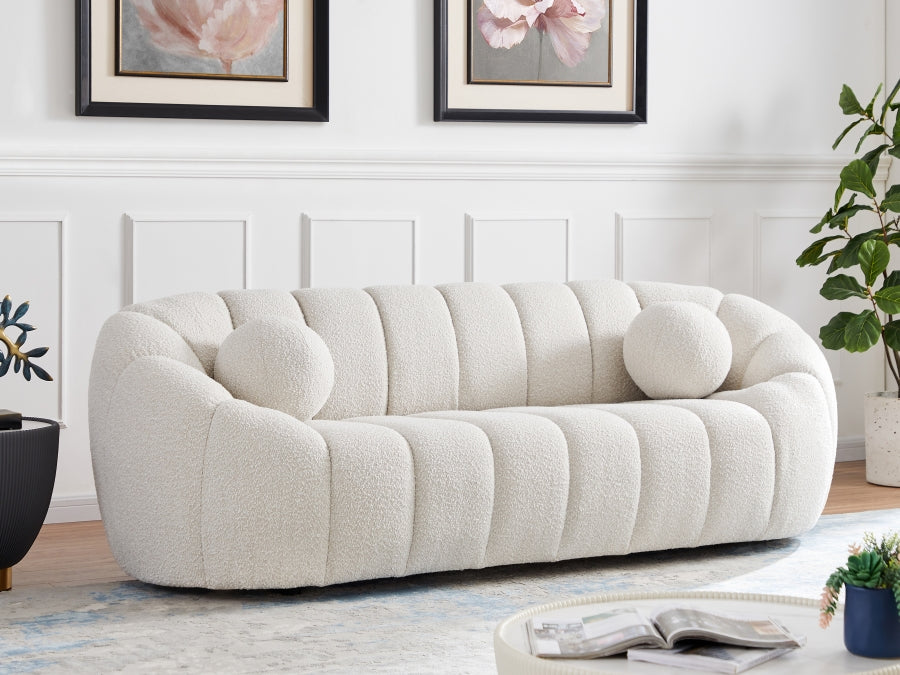 Elijah Cream Boucle Fabric Sofa - 644Cream-S - Vega Furniture