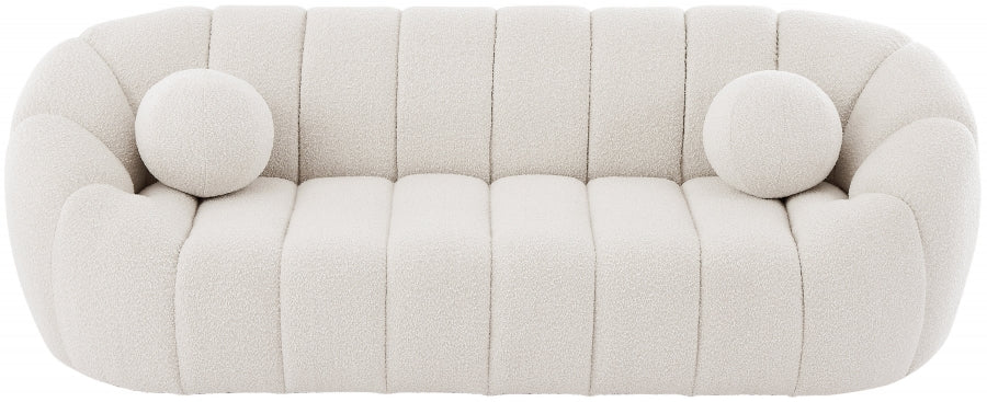 Elijah Cream Boucle Fabric Sofa - 644Cream-S - Vega Furniture