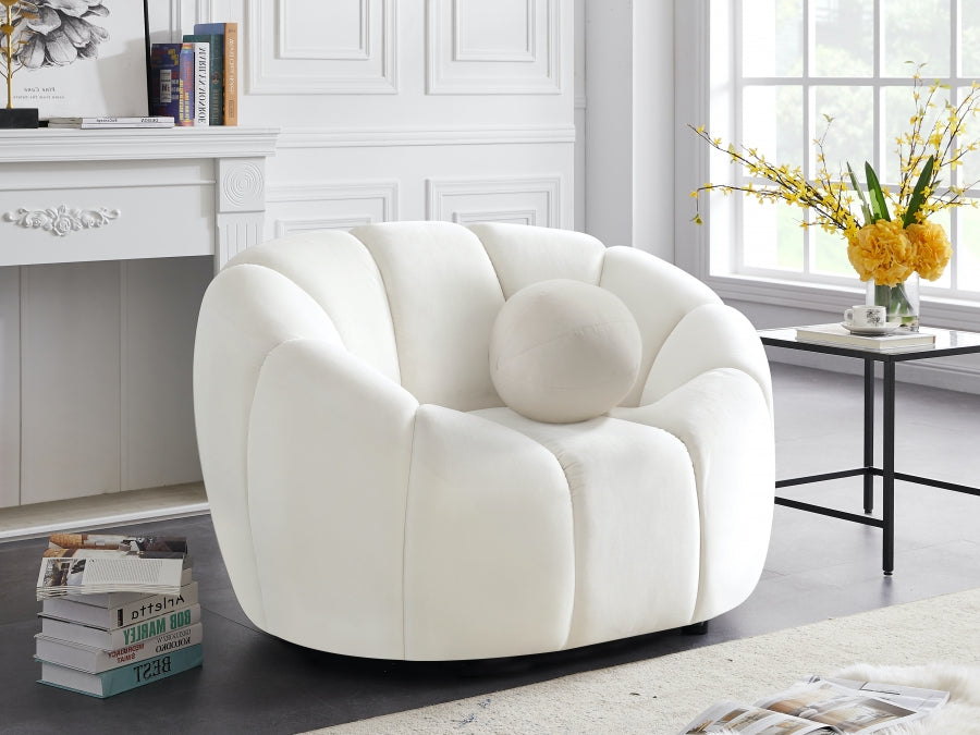 Elijah Cream Velvet Chair - 613Cream-C - Vega Furniture